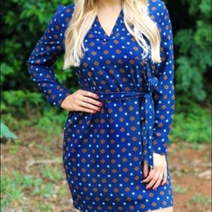 NEW Mud Pie Gia Navy Foulard Tunic Shirt Dress